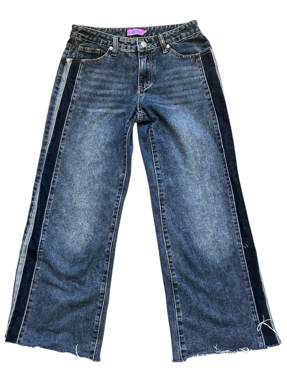 Edikted Wide Leg Raw Hem w/Two To e Denim Stripes Size Small
